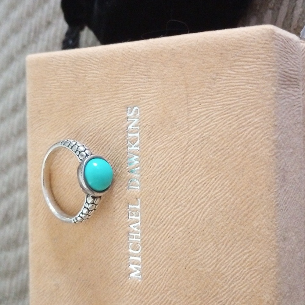 Michael Dawkins silver sleeping beauty turquoise ring size 8